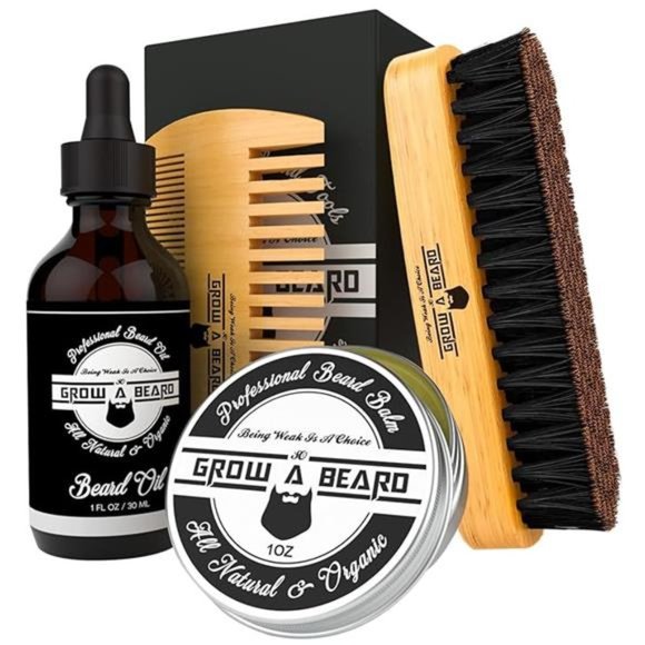 Beard Brush, Beard Comb, Beard Oil, & Beard Balm Grooming Kit for Men's Care - Picture 7 of 7